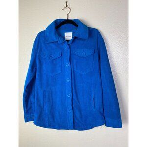 Avec Les Filles Blue Corduroy Button Up Shirt Jacket Size Medium Shacket Pockets